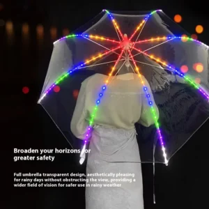 Colorful Luminous LED Light Umbrella Creative Long Handle Transparent Straight Handle Flashlight Umbrella Romantic Gift for