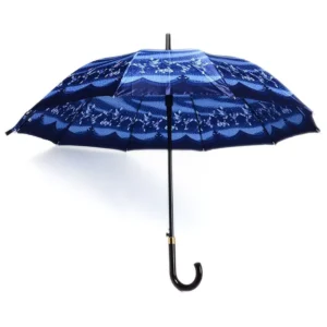 Colorful Metal Stick Umbrella with 16 Ribs, Black Straight Umbrella