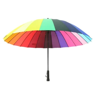 Colorful Rainbow Big Size Automatic Open 24-Color Strong Stick Umbrella