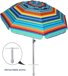 Colorful Striped Custom Logo Print Outdoor Beach Umbrella