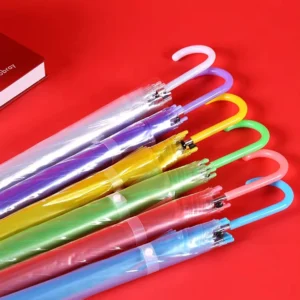 Colorful Transparent Automatic Long-Handle Straight Umbrella