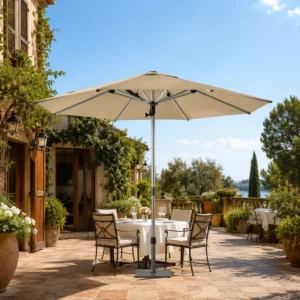 Commercial Center Pole Umbrella OEM ODM Aluminum Outdoor Dining Sun Shade Hotel Restaurant Supplier