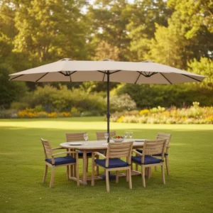 Commercial Double-Sided Waterproof Outdoor Patio Umbrella for Restaurant, Cafe, Hotel