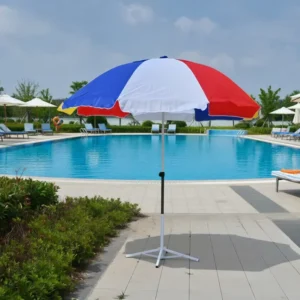 Commercial Grade 130 140cm Ventilated Beach Umbrella Double Ribs Windproof UPF50+ UV Block Patio Garden Sun Parasol