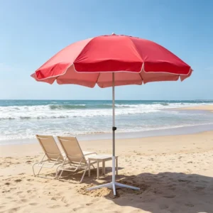 Commercial Grade 140cm Ventilated Outdoor Umbrella Heavy Duty Double Ribs Wind Vent UV Block Commercial Beach Sun Parasol