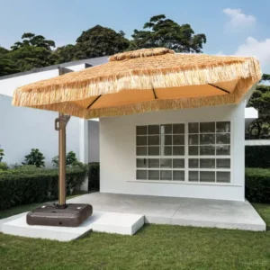 Commercial Grade 3m Waterproof Thatch Patio Umbrella Heavy Duty Resort Poolside Restaurant Windproof Tilt Design