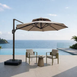Commercial Grade Customized Outdoor Cantilever Umbrella, UV-Resistant All-Weather for Hotel, Resort, and Projects