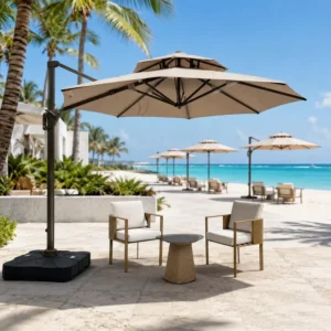Commercial Grade Large Aluminum Cantilever Umbrella UV Resistant Custom Resort Beach Poolside Outdoor Parasol
