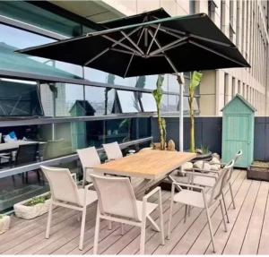 Commercial Grade Patio Cantilever Umbrella 360 Degree Swivel Outdoor Sunshade with Marble Base