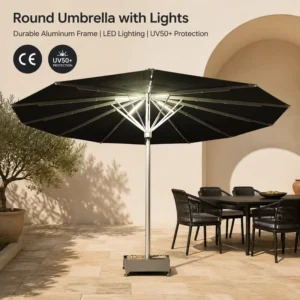 Commercial Lighted Outdoor Umbrella, Large LED Patio Umbrella for Resort Event Lawns