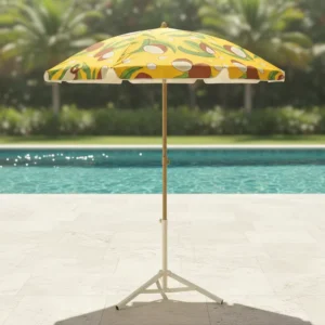 Commercial Outdoor Europe-Style Manual Polyester Waterproof Beach Pool Umbrella Steel Frame 2 m 8 Ribs UV-Resistant