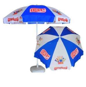 Commercial Outdoor Waterproof Foldable Polyester Umbrella in White and Blue for Beach and Hotel Use