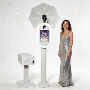 Commercial Photo Booth Machine Steel Frame Touch Screen LED Ring Light Wedding Rental Equipment