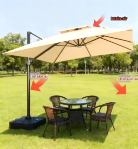 Commercial Semi-Automatic Classic Aluminum Alloy Outdoor Cantilever Sunshade Umbrella-Folding Central Pole Half Umbrella