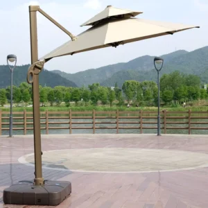Commercial Waterproof Foldable Outdoor Double Patio Umbrella for Restaurant Cafe Balcony