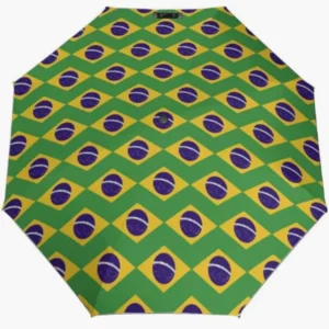 Commute Use Brazil National Feature Flag Themed Element Painted Fully Automatic Folding Umbrella