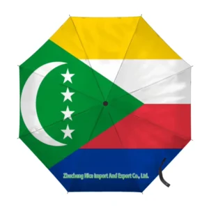 Comoros Flag Folding Umbrella Automatic Open Close Compact Portable Large Windproof Rain Protection