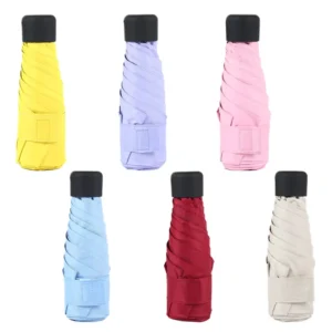 Compact 5 Fold Mini Umbrella with UV Protection Lightweight & Portable Custom Logo Colorful Design Umbrella