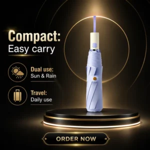 Compact Folding Umbrella, Dual-Purpose Sunny Rain Design, Windproof Portable Automatic Umbrella
