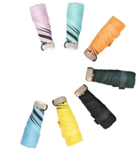 Compact Lightweight Manual 5 Fold UV Protective Women’s All in One Umbrella 190gsm Pongee Fabric Customizable Logo Classic