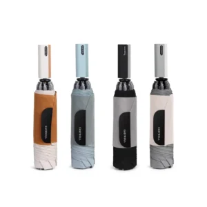 Compact Portable 8K-Rib Automatic Folding Umbrella Custom Logo Printing Sunshade Windproof Pongee Umbrella for Rain