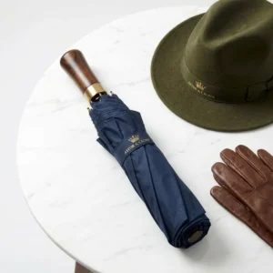 Compact Portable Automatic Open Wooden Handle Custom 3-Folding UV-Resistant Business Gift Umbrella