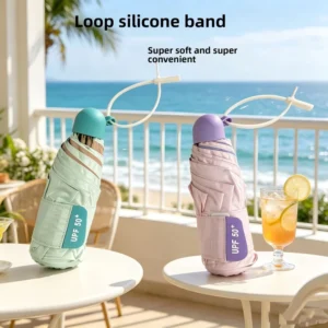 Compact Portable Foldable Sun Umbrella-Dual-Use Sunny Rainy Days Mini Pocket Size UV Protection Modern Minimalist Design Six