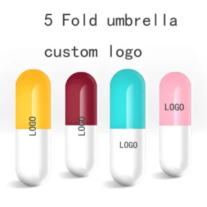 Compact Rain 5 Fold Mini Pocket Folding Promotional Gift Custom Print Capsule Umbrella