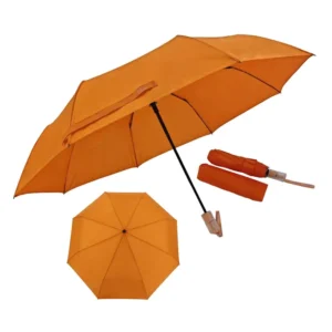 Compact Travel Automatic 3-Fold Umbrella Transparent Canopy Acrylic Handle Metal Frame and Ribs