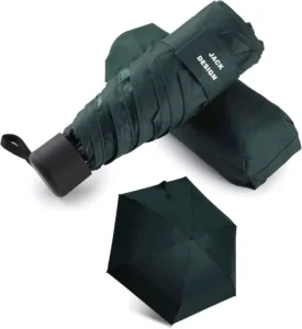 Compact Travel With Case Small Mini Lightweight 34 Inch Portable Folding Design Dark Green Umbrella