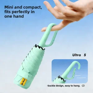 Compact and Portable Manual Five folding Ring handle Vinyl Sun protection Umbrella Mini Pocket for Travel