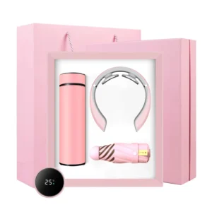 Constant Temperature Vacuum Flask, P3 Neck Massager and Five-Fold Umbrella Gift Set