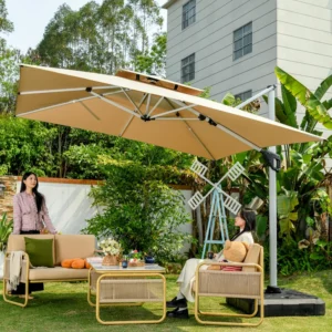Contemporary Aluminum LED Light Foldable Garden Parasol Umbrella Base