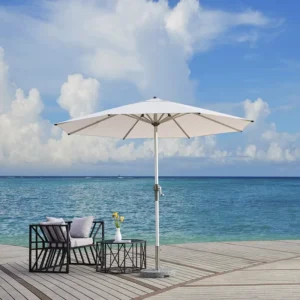 Crank Patio Umbrella Rectangular Canopy Center Pole Outdoor Sunshade with Wind Vent