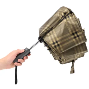 Creative British-Style 3-Fold Safety-Handle Outdoor Waterproof Semi-Automatic 10K Umbrella, Customizable