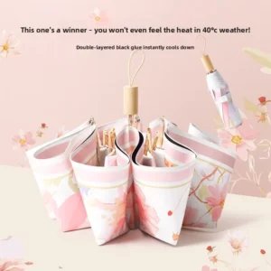 Creative Double-Sided Floral Double-Layer Folding Black Coating Sun Umbrella Sun Rain Dual Use
