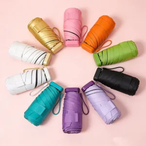Creative Flat Design Mini Folding Umbrella Ultra Light Portable Travel Sun Rain Umbrella Brand Logo