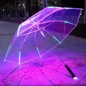 Creative LED Clear Umbrellas Rain Umbrella Straight Flashlight Advertise Custom Gift Transparent LED Light Umbrella