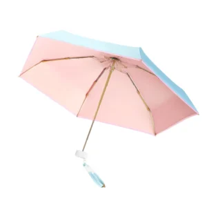Creative Lanyard Design Flat Five-Fold Color Coating Manual Mini Sun Umbrella UPF50+ Pocket Umbrella All-Weather UV Protection