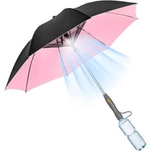 Creative Trend Straight Umbrella Fan Water Spray Manual Polyester Fiber Long Handle Sun Umbrella UV Protection for Outdoor Use