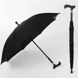 Crutch Cane Walking Stick Straight Umbrella Waterproof Fabric Sunshade Cane Umbrella
