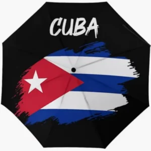Cuba Fade-Resistant Folding Umbrella Rainproof Sunproof National Flag Emblem Print Fully Automatic