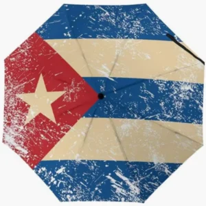 Cuba Folding Umbrella Rainproof Sunproof National Flag Emblem Print Fully Automatic
