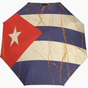 Cuba Folding Umbrella Rainproof Sunproof National Flag Emblem Print Fully Automatic