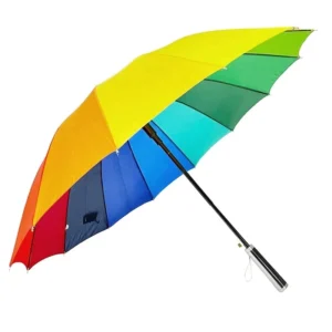 Curve Handle 16 Color 23 Inch 16K Straight Rainbow Umbrella for Girls