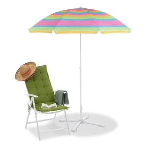 Custom 1.8 m Beach Umbrella with Fiberglass Ribs, Adjustable Tilt, Aluminum Pole, Logo Printing