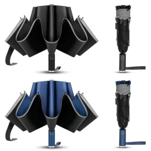 Custom 10k Inverted-Fold Umbrella Reflective Stripe Automatic Reverse Rain Umbrella for Adults