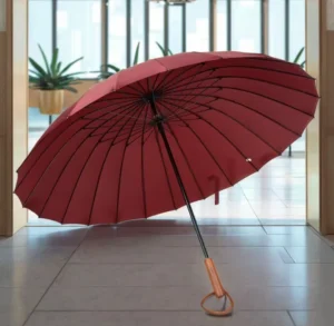 Custom 110cm Business Umbrella Wooden Handle Windproof Classic Straight Manual Rain Umbrella