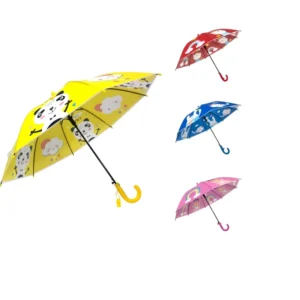 Custom 19″8 k Cute Straight Umbrella for Children 8 Ribs Pongee Fabric Back to School Portable Student Umbrella