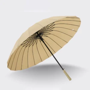 Custom 24-Rib Heavy-Duty Water-Repellent Long-Handle Straight Umbrella for Outdoor Daily Use